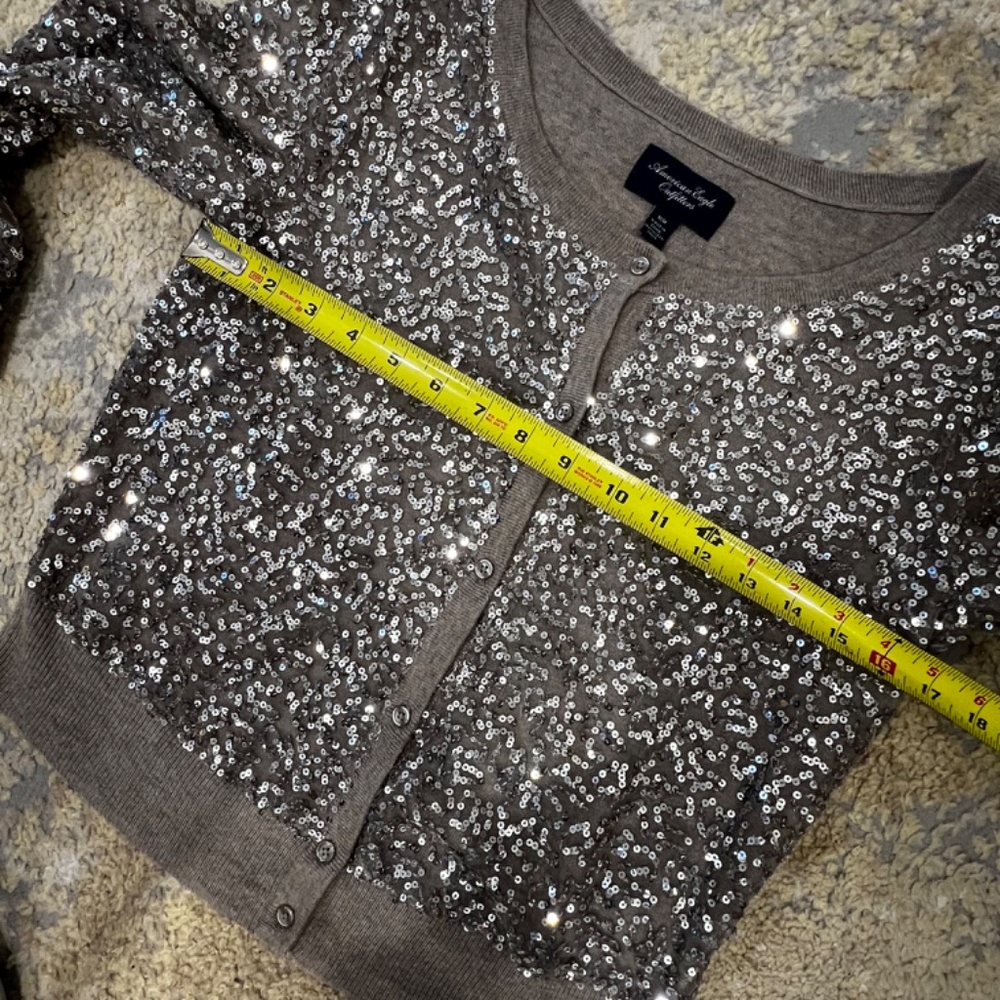 American Eagle Sequined Light Brown Cardigan Size… - image 8